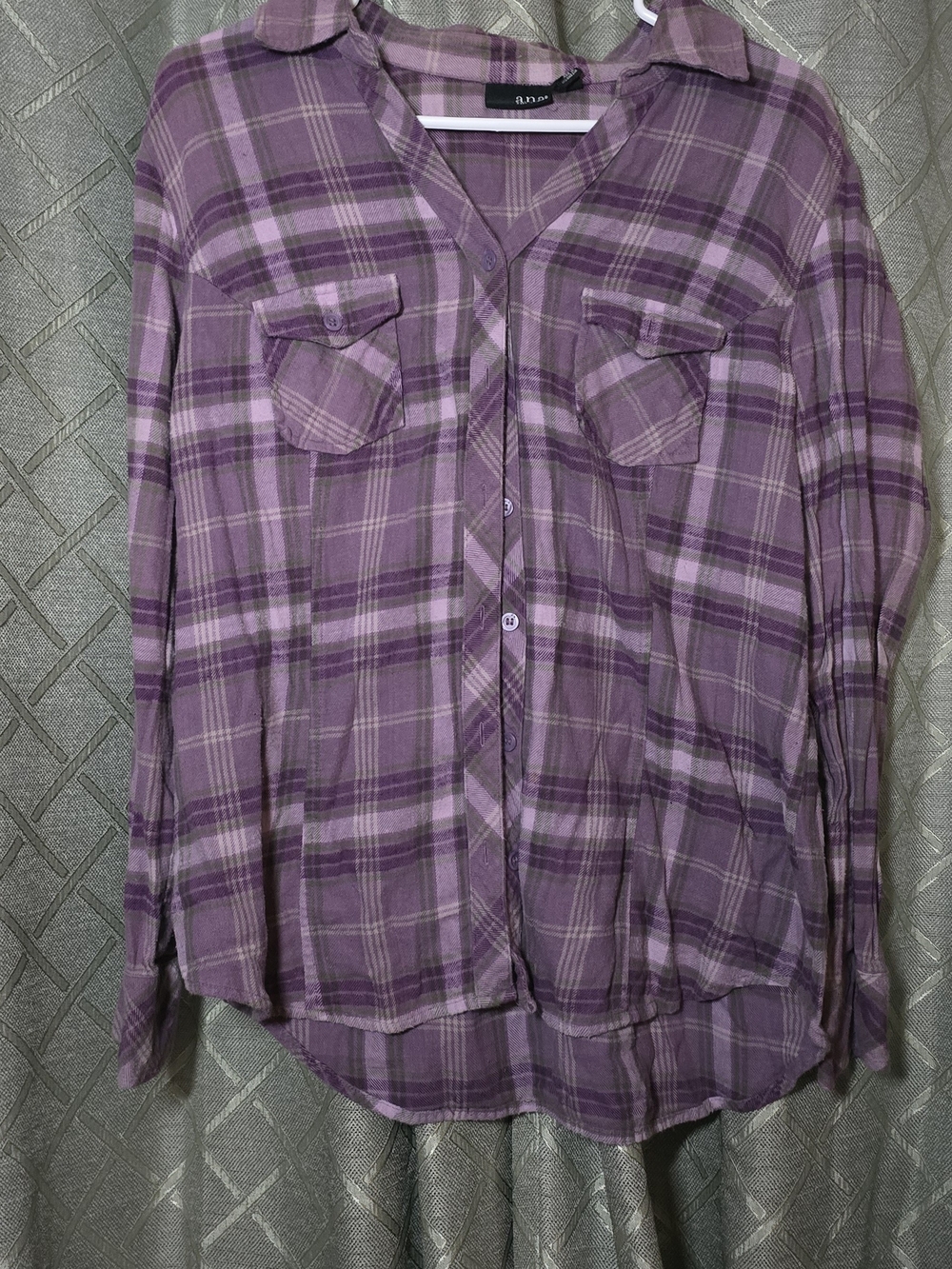 a.n.a Purple Plaid Button-Down Shirt